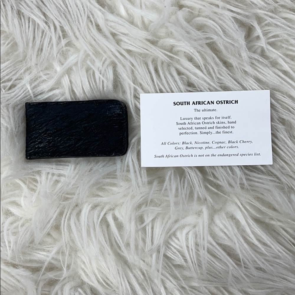 NWT - Black Genuine Ostrich Skin Money Clip - Picture 2 of 4